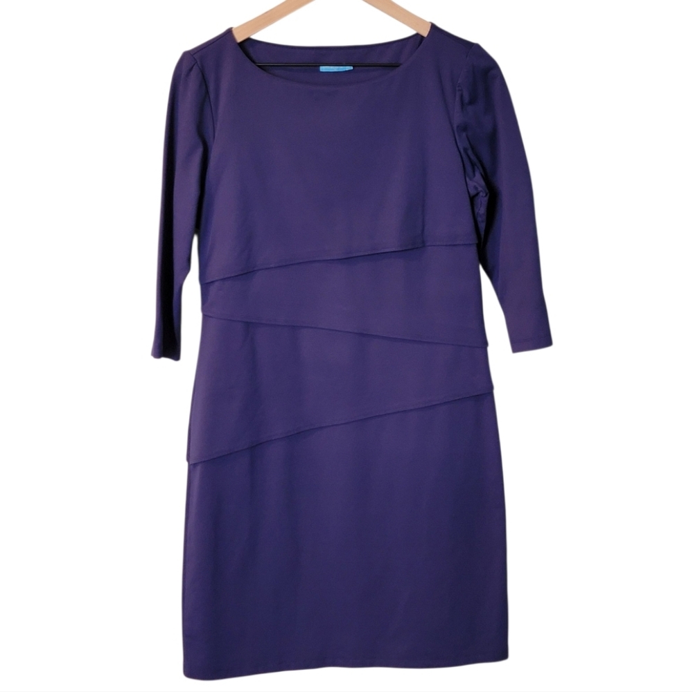 J McLaughlin Catalina Cloth‎ Navy Blue Layered Tiered Dress M